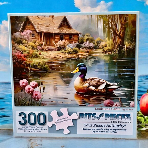 Bits & Pieces Puzzle Large Pieces LOUISIANA CABIN 300 Piece MALLARD DUCK - Picture 3 of 11